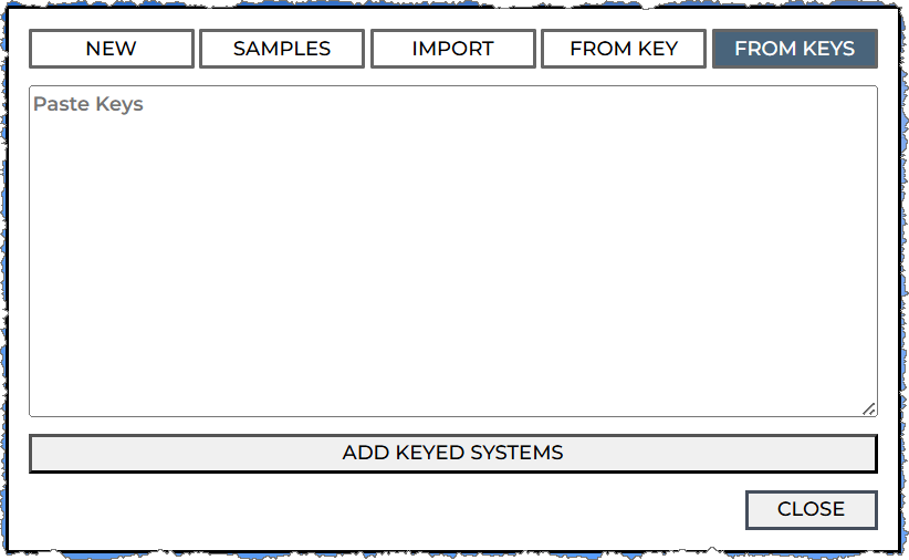 The new systems popup with KEYS highlighte
