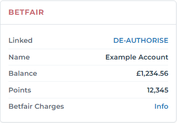 Betfair connection status and login button