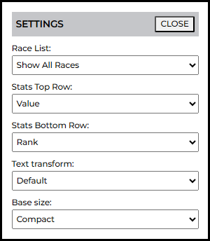 Card settings