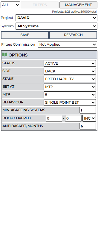 Research layout showing left rail and right results area